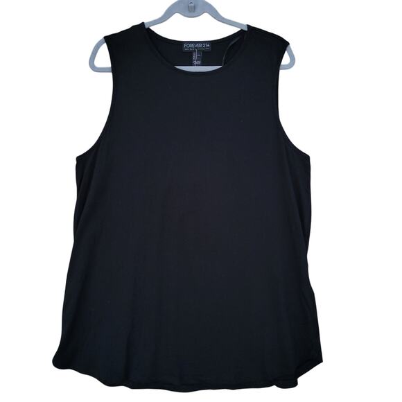 NWT New Forever 21 Plus Womens 2X Black Sleeveless Fringe Back Tank Top - Picture 1 of 5